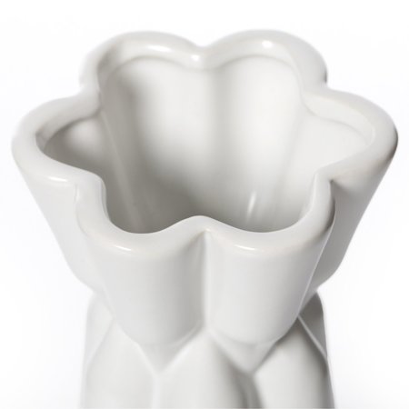 Fabulaxe 7 H Ceramic Modern Glazed Flower Shape Sculpture Table Vase, White QI004058.M